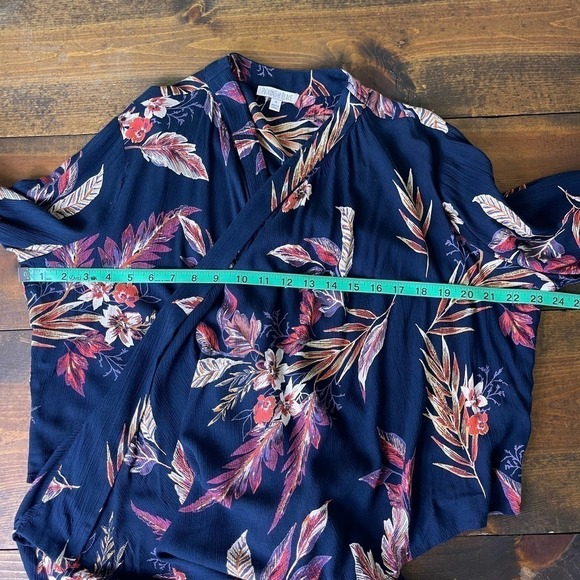 Patrons of Peace Floral Cardigan Boho Artsy Blue Long Sleeve Shawl Womens Medium - Picture 10 of 11